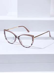 Shein - 1pc Cat Eye Tr90 Non-prescription Glasses Clear Glasses Accessories