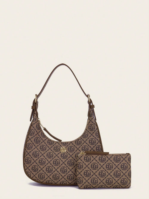 Shein - Vanessamay&dkmg 2pcs Silk Printed Letter Pattern Bag & Purse Straps Set,adjustable,suitable For Daily Use, Mommy And Me Matching Women Bags, Best Mothers Day Gift Ideas