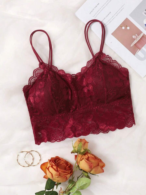 Shein - Women's Long Lace Bra With Wide Straps