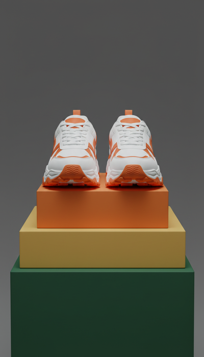 White and orange street-style sneakers