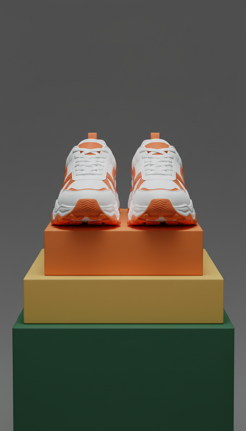 White and orange street-style sneakers
