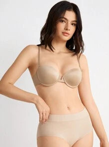 Shein - Leisure Solid Color Full Cup Bra