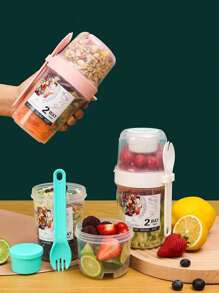 Shein - 1pc Salad Cup With Fork, Portable Breakfast Food Container