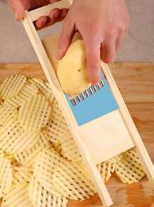 Shein - 1ppcpotato Slicer Cut Potato Grid Artifact Grid Wipe Grid Knife Vegetable Cutter Wave Knife Cut Flower Knife Gadgets Accessories