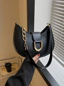 Shein - Lightweight,business Casual Small Zipper Hobo Bag