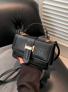 Shein - Women's Small Stone Pattern Textured Fashionable Crossbody Bag, Vintage Handbag, Spring/summer Square Bag