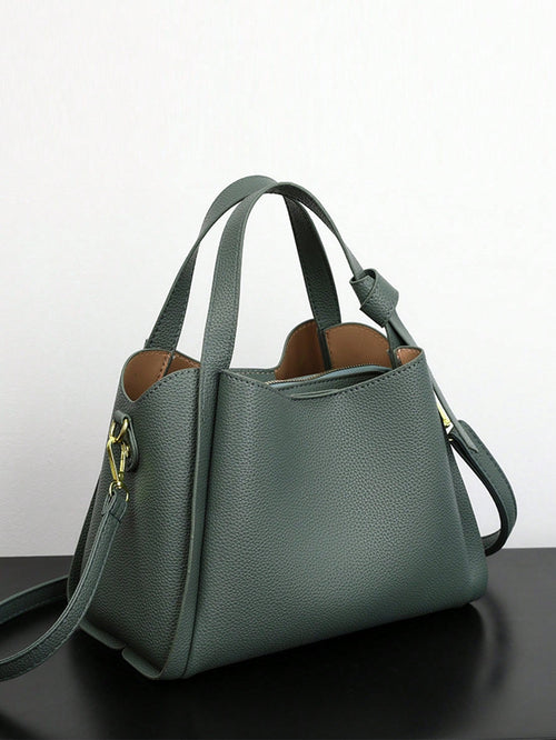 Shein - 1pc Solid Color Handbag Bucket Bag Crossbody Bag, Suitable For Ladies' Daily Use