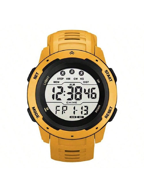 Shein - Men's Round Sports 1968.5inch Waterproof Led Multifunctional Luminous Calendar Alarm Stopwatch, Large Screen Outdoor Student Electronic Watch, Suitable For Daily Decoration