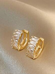 Shein - 1pair Sophisticated Minimalist Cool-toned Zirconia Ear Cuff, Uncommon Design