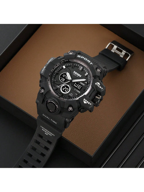 Shein - Skmei Men's Dual Display Outdoor Sports Electronic Watch With Multi-function And Waterproof For Students