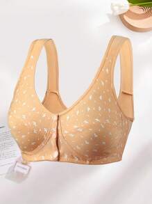 Shein - Middle-aged And Elderly Women's Front Closure Backless Wireless Bra Vest For Autumn And Winter