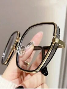 Shein - 1 Pair Women Metal Frame Plain Glasses