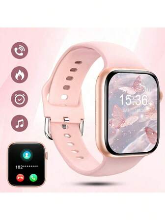 Shein - A Multi-function Electronic Wristwatch With A 1.44 Inch Touch Screen And Pink Silicone Stra