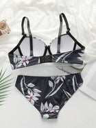 Shein - Leopard Print Push Up Underwire Lingerie Set