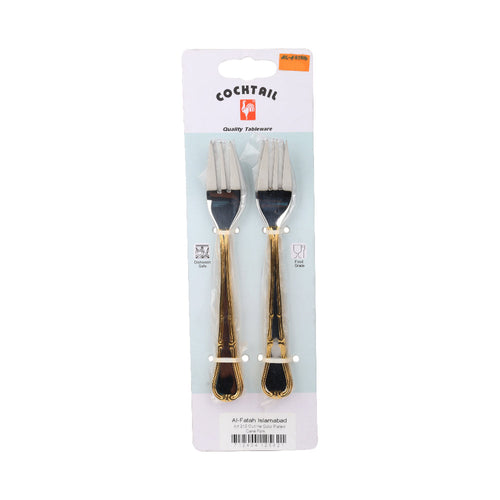 CAKE FORK SET COCKTAIL OUTLINE GOLD 6PC ART 212 PC
