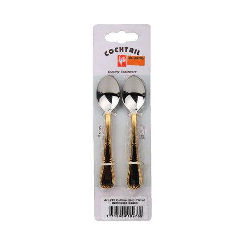DEMITASSE SPOON SET COCKTAIL OUTLINE GOLD 6PC ART 212 PC