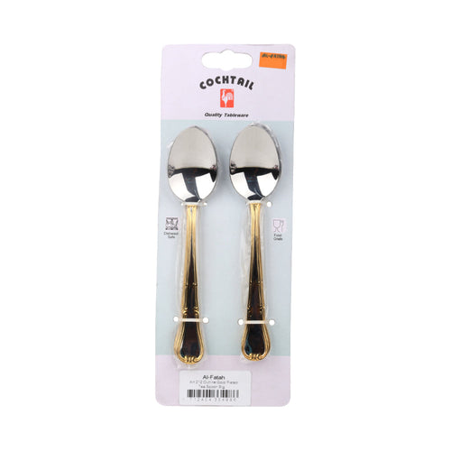 TEA SPOON SET COCKTAIL OUTLINE GOLD BIG 6PC ART 212 PC