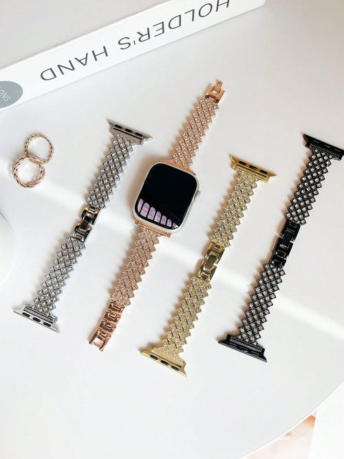 Shein - 1pc Small Diamond-shaped Metal Watch Strap