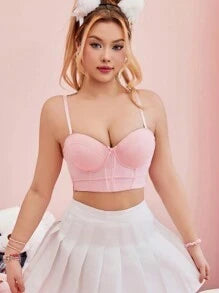 Shein - Push-up Vest Style Bra With Underwire For Women, Cute And Sweet Style, Single Unit