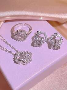 Shein - 4pcs/set Interlocking Multi-ring Necklace Set