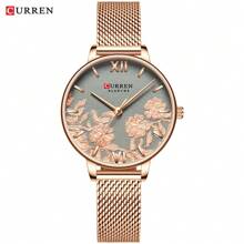 Shein - Curren Fashion Women Watch Top Brand Luxury Lady Girl Classic Wristwatch Mesh Stainless Steel Bracelet Strap Rose Gold
