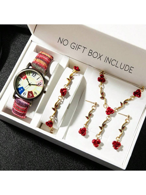 Shein - 1pc/2pcs/5pcs Vintage Bohemian Women Quartz Watch Hippie Wristwatch Mother's Day Gift