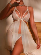 Shein - Romantic Lace Patchwork Sexy 2pcs Sleepwear Set
