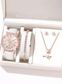 Shein - 6-piece Ladies Watch Casual , Bracelet And Jewelry Set
