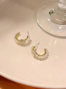 Shein - 1 Pair Of S925 Silver Needle Camellia Pearl Earrings, Exquisite And Trendy Design, High-end Ear Accessories For 2023, Suitable For Parties, Gatherings, And Outdoor Wear, Perfect Gift For Best Friends, Women Jewelry