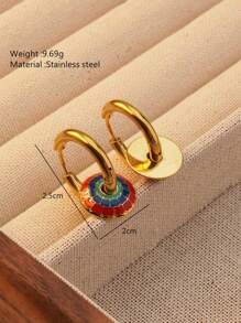 Shein - 1set/2pcs Retro Elegant 18k Gold Plated Stainless Steel Earrings Embellished With Carved Flowers, Suitable For Women To Wear For Parties Or Vacation, Or As A Gift