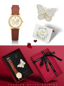 Shein - Luckyfox Quartz Watch Gift Set For Women