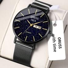 Shein - A High-end Gentlemen's Starry Sky Waterproof Night Light Trendy Business Sports Simple Men's Watch