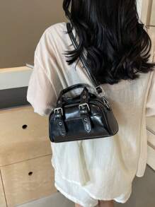 Shein - Women's Pillow-shaped Pu Leather Shoulder Bag