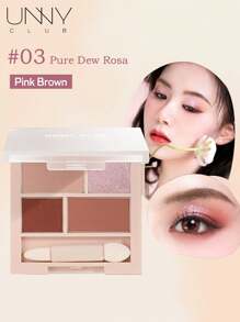 Shein - Club Unny Club 4 Color Matte Silky Powder Eyeshadow Palette - 03 Pure Dew Rosa