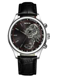 Shein - 1pc/set Men's Business Round Shaped Fashion Watch