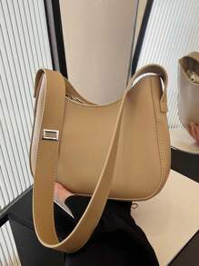 Shein - 1pc Solid Color Shoulder Tote Bag Women's High-quality Texture Bag, 2024 Spring/summer New Fashionable One Shoulder Bucket Bag