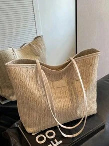 Shein - Fashion Large Capacity Tote Bag, Women's Vacation Style Handbag For Beach