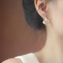 Shein - French Style Double-sided Drip Enamel Shell Flower & Clover Stud Earrings, 2024 New Arrival, Luxury & High-grade Earrings
