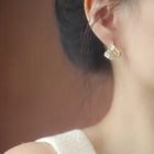 Shein - French Style Double-sided Drip Enamel Shell Flower & Clover Stud Earrings, 2024 New Arrival, Luxury & High-grade Earrings