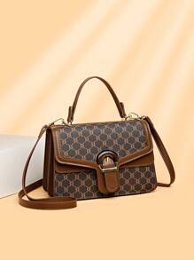 Shein - Fashionable Large Capacity Color-block Tote Bag With Presbyopia Design