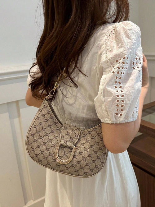 Shein - Mi Lightweight,business Casual Small Zipper Hobo Bag