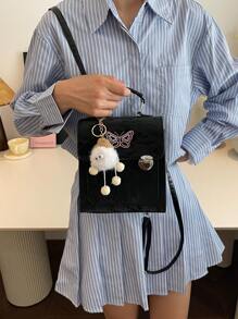 Shein - 1pc Simple Butterfly Decor Flip Backpack Shoulder Bag Multi-function Crossbody Bag Suitable For Women Daily Use