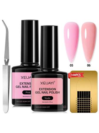 Shein - 4pcs 8ml Acrylic Gel For Nail Extension Clear White Poly Uv Nail Art Gel Crystal Hard Gel Polish Manicure Tips