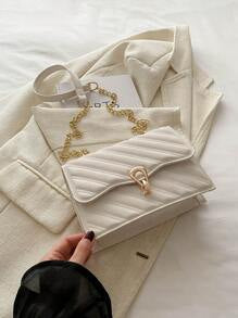 Shein - Vintage Solid Color Quilted Shoulder Chain Bag