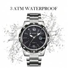 Shein - 1pc Biden Men's Watch Fashionable Business Atmosphere Steel Band Watch Waterproof Date Quartz Watch
