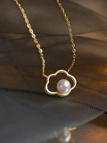 Shein -s925 Sterling Silver Pearl Cloud Pendant Necklace For Women, Unique Design, Simple Elegance Clavicle Chain