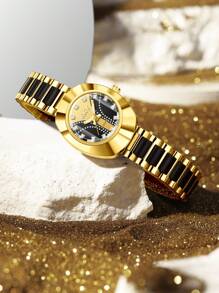 Shein - Kky Women Luxury Water Rhinestone Business Quartz Watch Waterproof