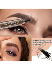 Shein - Microblading Eyebrow Pen - Eyebrow Pencil Magical Upgraded Eye Brow Pencils For Women With 4 Fork Tip & Spoolie Brush