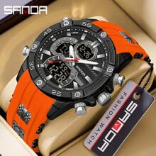 Shein - Sanda Men Watch Digital Quartz Dual Time Military Army Sport Original Wristwatch