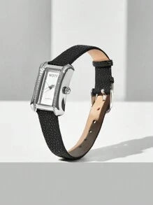 Shein - Motf Premium Ladies' Square Diamond Strap Quartz Watch